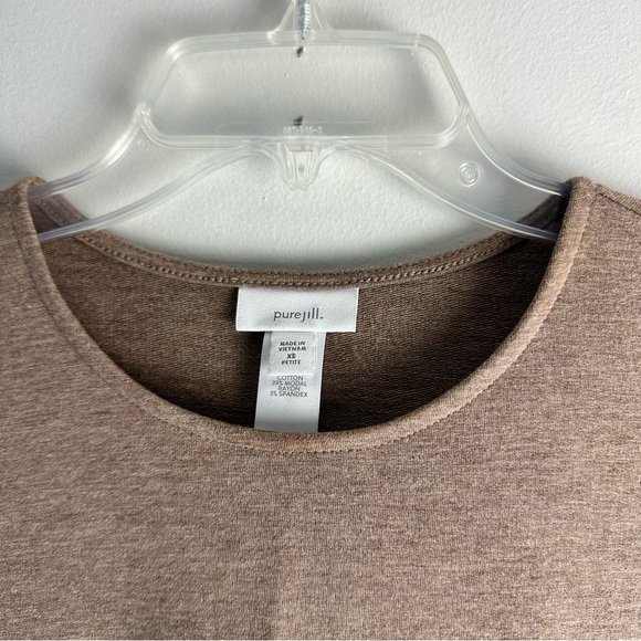 Purejill JJill Driftwood Heather Tan Lagenlook Poncho Top Oversized Scoop Neck - Picture 9 of 9